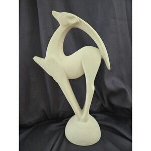 Vintage Royal Haeger Gazelle Statue Art Deco #6043 Ceramic White Textured